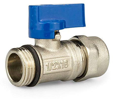 Pex Mini Kugelhahn 16 x 1/2'' M/vielfältige Absperrventilen (blau)