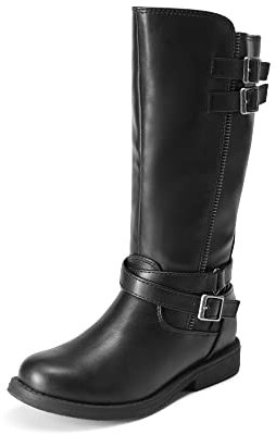DREAM PAIRS KIDS Stivali Al Ginocchio Moda Equitazione Con Zip Laterale Per Ragazze Polacchini Comodi Stivaletti Bambina,Size 35,Nero,LUCKID-03