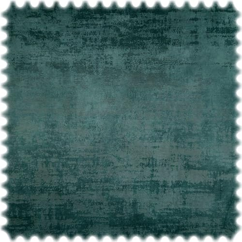 Heiro Vintage Samt Velours Möbelstoff Royal mit Fleckschutz - STANDARD 100 by OEKO-TEX® - (Petrol)