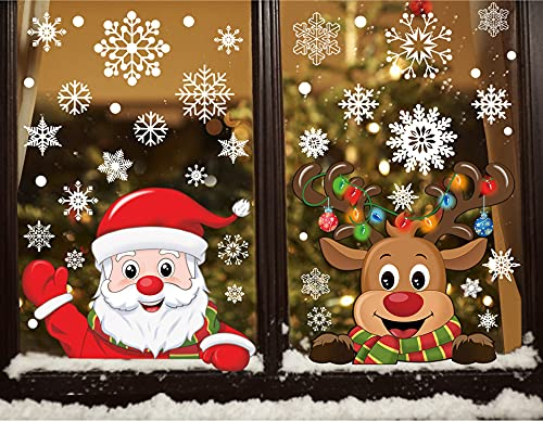 Weihnachten Fensterbilder Schneeflocken Fensterdeko Weihnachtsmann Weihnachtselche Winter Dekoration Türen Schaufenster Vitrinen Glasfronten Schneeflocke Fenster 358 pcs