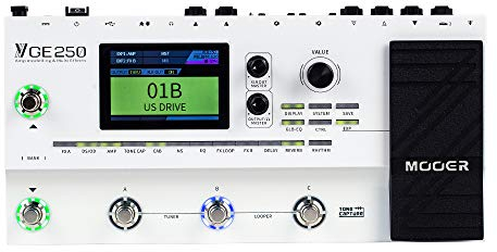 MOOER GE250 Multi Effects Prozessor mit FX Loop, Tone Capture, MIDI Funktion, Global EQ, Drum Machine, Stereo Looper