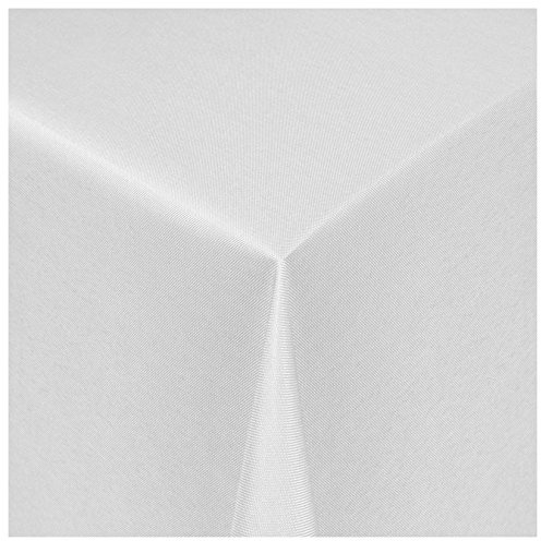 Tischdecke Damast Maßanfertigung im Uni-Design in Weiss eckig 140x350 cm, weitere Farben und Größen wählbar