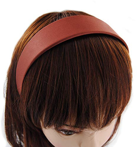 axy Breiter Haarreif mit Satin bezogen Haarband Vintage Klassik-Look Hairband Stirnband HRK1 (Braun)