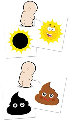 Niedliche Sticker Sets zum Aufkleben in das Töpfchen - hilft beim Töpfchentraining (2 x Sonne + 2 x Häufchen)