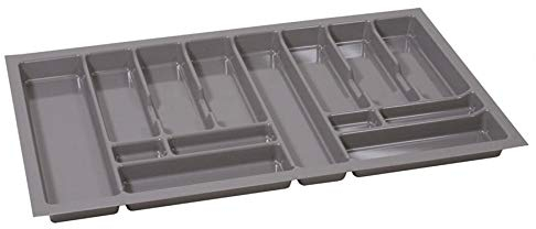 ALUSFERA Rangement pour Couverts 90 cm – Organisateur de Tiroirs avec Compartiments – Range-Couverts de Haute Qualité pour une Cuisine Bien Rangée – Ajustable et Facile à Nettoyer – 830x490mm Argent