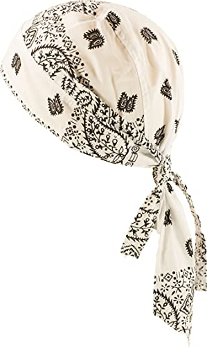 fashionchimp Zandana aus 100% Baumwolle, Bandana-Kopftuch, Bikertuch für Damen und Herren, Muster-Print (Weiß/Schwarz-Paisley)