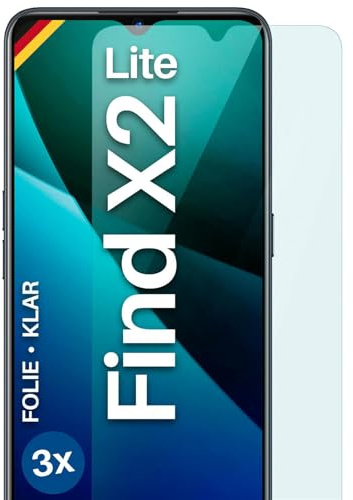 moex für Oppo Find X2 Lite Schutzfolie Displayschutz Folie Ultra-klar HD 0,2 mm kompatibel mit jeder Hülle, Anbringen ohne Blasen, Handyfolie Extra Kratzfest, FlexProtect 3 Stück