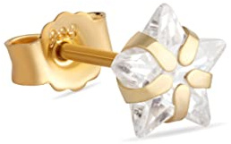 NKlaus Ohrstecker für Damen 333 Gelb Gold 8 Karat, Gelbgold Einzel, 1 Stück | Stern; Durchmesser: 6mm; Gewicht: 0,38g