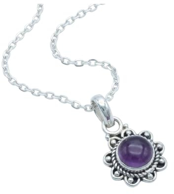 mantraroma Silberkette Damen 925 mit Edelstein | echtes Silber, echte Steine zur Auswahl, Kettenanhänger am Silberkette, Länge wählbar, handarbeit, im Geschenkbeutel