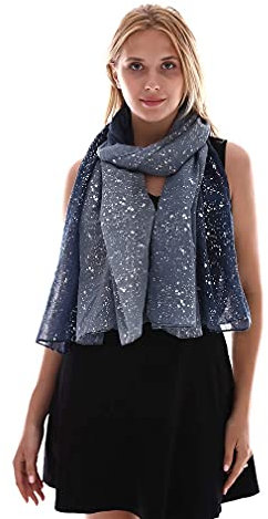 KAVINGKALY Frauen Gradient Farbe Frauen Schal Mode Warm Soft Schal und Wraps (Navy)