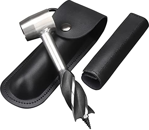Manueller Schlangenbohrer, Holz Schlangenbohrer Set, Survival Settlers Werkzeug, Hand Auger Wrench Bushcraft Gear Tools Multitool für Outdoor/Camping/Peg Hole Maker (Schwarz)