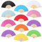 Gativs Handfächer 12 Stück Fächer Bunt Handheld Gefaltet Fan Silk Bambus Faltfächer Fächer Hochzeit Hochzeitsfächer Taschenfächer Mehrfarbig Seide Hand Fans Klappfächer Hand Fan Wedding Fächer Sommer