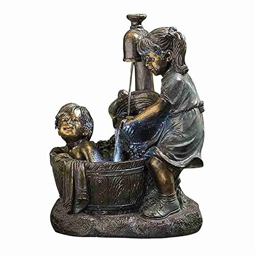 LUCBEI Gartendekorationen Pumpende Wasser Kleine Junge Mädchen Garten Statue Presse Pumpe Outdoor Girls Figur Dekors Skulptur Home Yards Pool Ornamente Feengarten-Zubehör (Color : Lavender)