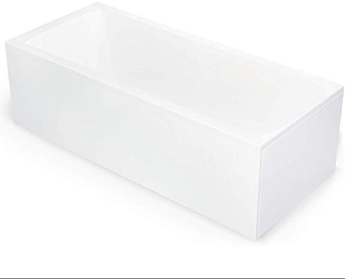 Badewanne 170x75cm Komplettset inkl. Untergestell, Standard Ab-Überlauf-Garnitur und Schürzen-Set, Rechteck-Badewanne Bremen mit Nackenkissen
