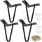 ASelected 4 Stück Metall Schrankfüsse Schwarz 20cm Möbelfüße mit Bodenschoner Haarnadel Tischbeine Hairpin Legs, Füsse für Schränke, Nachttisch, Sofa Füße, Tischfüß
