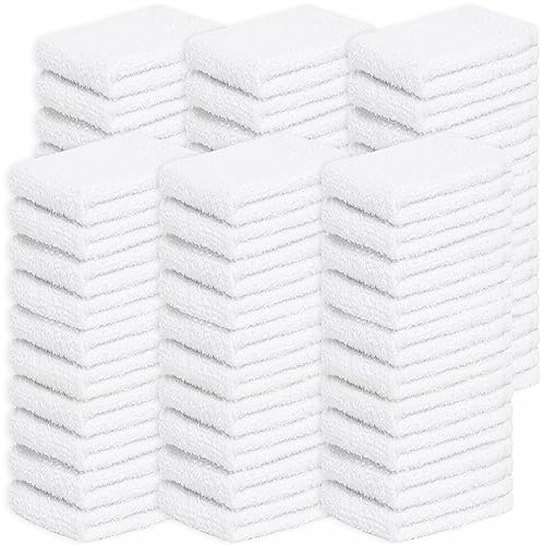 Looperry White Terry Cloth Rags (60 Pack Bulk) 13x13 Inches Commercial Grade Dish Cloth Multipurpose Cleaning Rags for Housekeeping, Car Wash. Absorbent & Reusable Bar Mop Towels for Kitchen Cotton