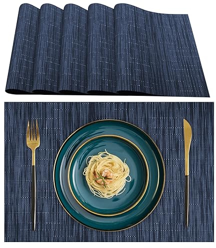 Lumaca Tischsets Abwaschbar, Set mit 6 Platzset, (70% PVC, 30% Polyester), hitzebeständig, rutschfest, für Küchentisch und Restaurants,Blau