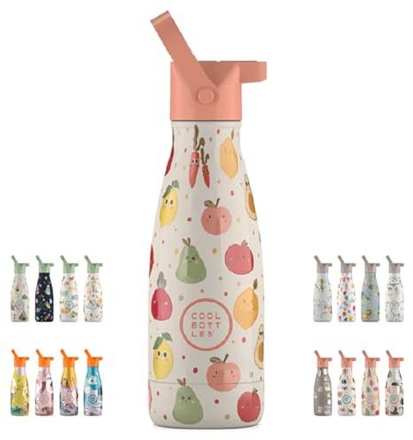 Cool Bottles - Botella Térmica Infantil - Botella de Agua de Acero Inoxidable - 260 ml - Fruit Salad - Bebidas Frías 36 Horas y Calientes 18 Horas - Acabado con Pintura en Relieve - Sin BPA