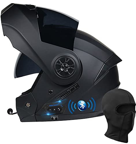 BYGMWEP Klapphelm mit Bluetooth, Integriert Motorradhelm, ECE Zertifiziert Integralhelm mit Doppelvisier, mit Eingebautem Mikrofon für Automatische Reaktion, für Erwachsene Frauen Männer