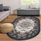 Oppakou Boho Tribal Ovaler Kleiner Teppich 120 x 180 cm, rutschfeste Waschbare Badezimmerteppiche, weicher Kunstwolle-Kurzflor-Vorderbodenteppich innen für Schlafzimmer, Küche, Innenbereich, Grau