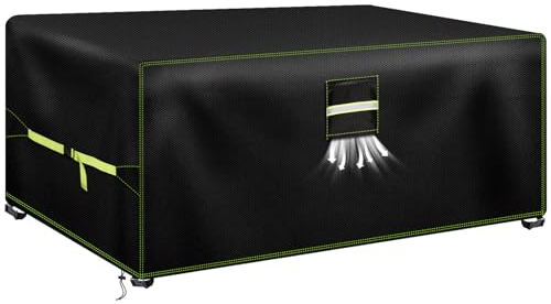 VDISRR Housse Table de Jardin, 600D Tissu Oxford Housses pour Mobilier 160x150x85cm, Bâche Salon de Jardin avec Grilles D'aération, Imperméable, Coupe-Vent, Anti-UV Couverture de Protection Meubles