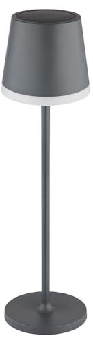 Solarleuchte LED Tischlampe Außenleuchte anthrazit Gartenleuchte Terrassenlampe, Metall Kunststoff satiniert, spritzwassergeschützt Akku, 50Lm warmweiß, H 41 cm