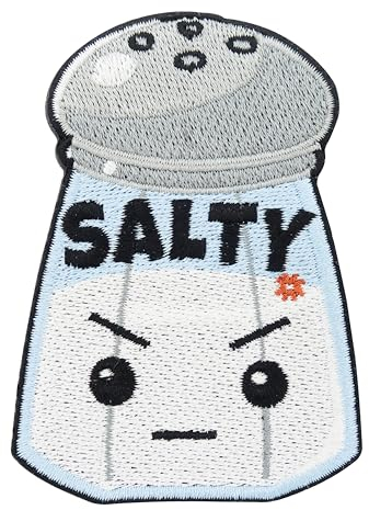 Finally Home Patch zum Aufbügeln - Salty Salzstreuer | Aufnäher Patch für Jacken, Lustige Aufbügelbilder, Spruch Patches zum Aufnähen, Witzige Comic Bügel Patches, Sprüche Bügelbild, Kawaii Flicken