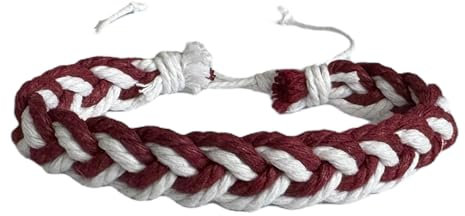 Tindo Surfer Baumwoll Armband Sommer Schmuck Strandarmband Festival Armband Bracelet Armband geflochten Festival Accessoires Handmade Baumwoll Armband Stoff-Armband Rot