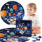Binblin Kinderpuzzle Sonnensystem,Planeten Kinder für Kinder im Alter von 3-8 Jahren,großes 71 teiliges rundes Weltraum-Planeten Puzzlespielzeug,pädagogisches Lern-Geburtstagsgeschenk