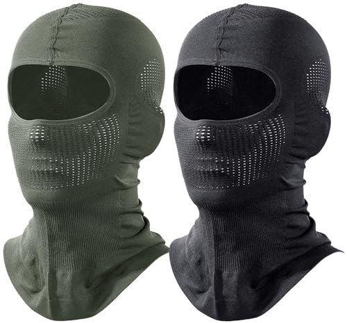 WTACTFUL 2pcs Sturmhaube Motorrad Sommer Atmungsaktiv Sturmmaske Schwarz Grün Balaclava Ski Maske für Motorrad Fahren Snowboarden Herren/Damen