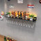 Industrie an der wand montiert weinregal aus metall，bar regal wand schwarz Mit Weinglashalter，einzelne Schicht weinregal metall mit LED-Licht，Wohnzimmer hängend weinglasregal，Schwarz und Gold(Black,12