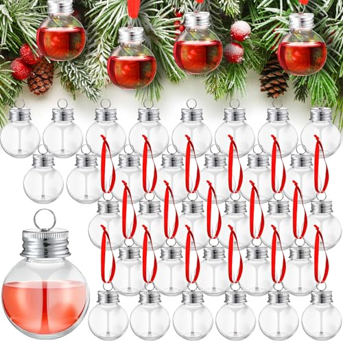 Patelai Weihnachtskugeln, Schnapsglas, Ornament, Kunststoff, befüllbar, Weihnachtsbaumschmuck, Wasserflasche, Glühbirnen für Urlaub, Party, Dekoration, drinnen und draußen, transparent mit