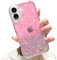 LCHULLE for iPhone 16 Case Girls Women Glitter Bling Clear Cover Cute Crystal Slim Fit Bumper Silicone Phone Case for iPhone 16 6.1 inch 2024,Pink