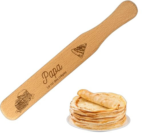 ERNESTINE - Spatule à crêpe Papa en bois - Idée cadeau Papa et Maman - Accessoire pâtisserie crêpes et gâteaux - spatules cuisine crêpes - outil cuisine - accessoires crêpière - ustensiles crêpe