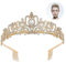 Diadem Gold,Krone Prinzessin Mädchen,Damen Diadem Crown,Eleganter Royal Queen Brautschmuck Strass Stirnband,Braut Kopfschmuck Königin Krone Erwachsene Geburtstag Tiara Damen, Hochzeit Tanzparty