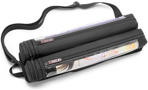 Rexmica Playmat Tube Case for 2 PCS W35.6 x L61 cm Playmat, Play Game Mat Tube Storage Holder Container with Support Panel, Gaming Playmat Tube with Dice Holder and Shoulder Strap for TCG MTG Playmat