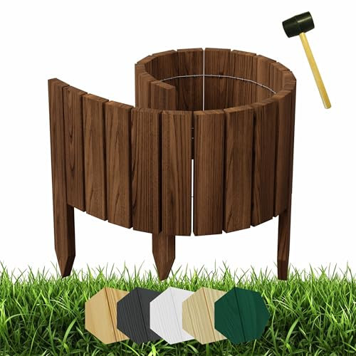 be4nature Rollborder Steckzaun 100 x 30 cm Dunkelbraun Rasenkante Beetumrandung aus Kiefernholz Rollborder Gartenzaun imprägniert Palisade Rollzaun Dekorativer Mähkante