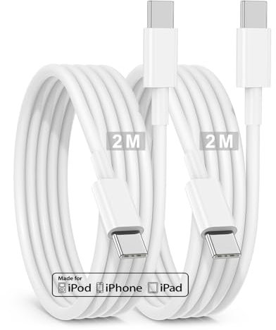 Cavo USB C Ricarica per iPhone 16 15, 2Pack 2M Long Cavo USB C USB C Ricarica, 60W Cavi Ricarica Rapida Type C Cavetto 2M per Apple iPhone 16/16 Pro/16 Pro Max/15/15 Plus/15 Pro Max/iPad Pro