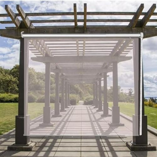 In PVC Trasparente,Tenda Antivento Impermeabile per Balcone,Tapparella avvolgibile in plastica Trasparente con Raccordo,Patio,Facile installare e Pulire,165/175/185/195/205cm di larghezza(205x305cm/Wx