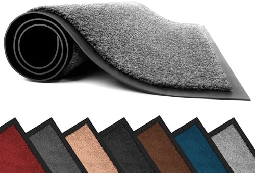 Lexell Non-Slippery Heavy Duty Door Mats – Large & Stylish Washable Rubber Doormats for Indoor & Outdoor – Perfect Dust Grabbing Floor Mat (Grey-plain, 60 x 120 cm)