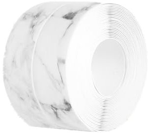 JOZMMZEOOA 5M Cinta Selladora Baño,Blanco Mármol PVC Cinta Impermeable Autoadhesiva Baño Cocina 36 mm Zocalo Cocina de Sellado Impermeable Antimoho,para Bañera Lavabo Esquina Pared Ventana(B)