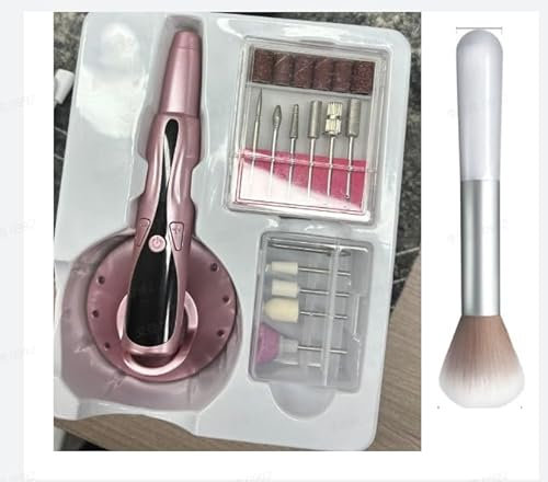PKBD Electric Nail Drill with Multifunctional Charging Dock, 20000RPM Professional Nail Drill Machine, Rechargeable Lightweight & Portable Electric Nail File for Acrylic and Gel Nails, Rose Gold