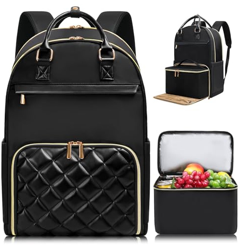 Jetviivid Lunch Backpack for Women, Dark Black