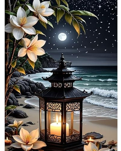 HEIBAGO 5D Diamond Painting Lichter, Blumen Full Drill Diamant Painting Set Für Erwachsene, DIY Cross Embroidery Diamant Kunst Landschaft Diamond Art Bilder Für Home Dekor 30 * 40cm