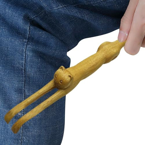 Rastreador De Espalda En Forma De Gato: Rascador De Espalda En Forma De Gato, Mango Largo De Madera De Barra | Castreador De Espalda En Forma De Gato De Madera De Mano Larga Y Larga - Scratcher De