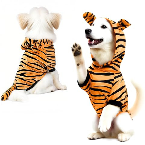 Hundekostüm Fasching,Tiger Kostüm für Hund,Faschingskostüm für Hunde und Katze,Verkleidungen & Kostüme für Hunde,Hoodie für Hund,Kostüm für Hunde Karneval(L)