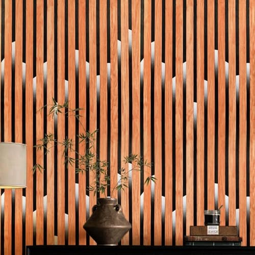 ESSMOKO 3D Grid Stripe self-Adhesive PVC Wallpaper Living Room Bedroom Store Office Coffee Shop Background Wall Wallpaper Streamer Yellow 45 * 500cm
