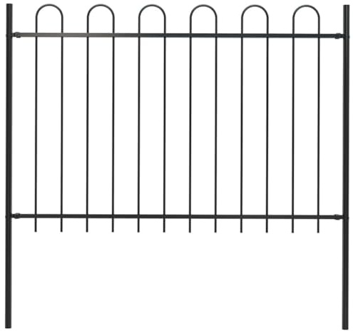 Balkon Sichtschutz Efeu Garten Sichtschutz Panel,Gartenzaun mit Rundbogen Stahl 181 x 120 cm Schwarz für Garten,Terrasse,Balkon