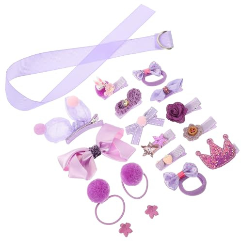 Hohopeti Haaraccessoires für Mädchen mit Lila Stoff und Metall Inklusive Flauschige Haarspangen und Zopfhalter für Party und Alltag