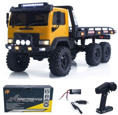wheelfun 1/18 Remote Control Off Road Car 6X6 RC Flatbed Truck 2Speed Gearbox ESC 280 Brushed Motor 6CH Radio RTR Hobby Grade Model for Ages 14+(Desert Sand)